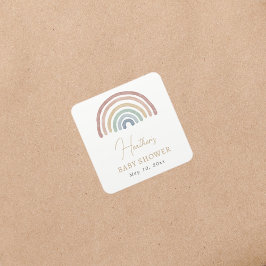 Quadrado Adesivo de Chá de Bebê Arco-íris Boho