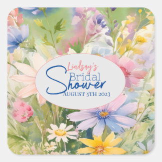 Quadrado Adesivo de Chás de Noiva com Flores Silvestres em 