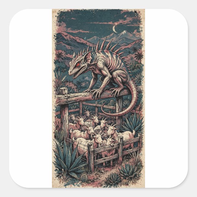 Quadrado Adesivo de Chupacabra (Frente)