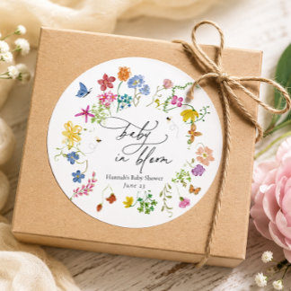 Quadrado Adesivo de Chuvinha de Bebê Bebê em Flor