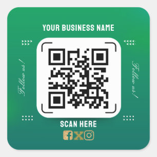 Quadrado adesivo de código qr do nome comercial