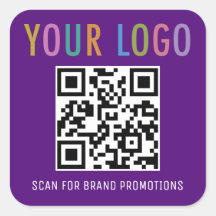 Adesivo de Código QR Roxo Logo Empresarial Persona