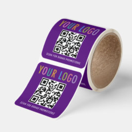 Quadrado Adesivo de Código QR Roxo Logo Empresarial Persona