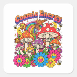 Quadrado Adesivo de COGUMELO DE ENERGIA CÓSMICA