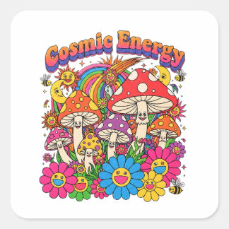 Quadrado Adesivo de COGUMELO DE ENERGIA CÓSMICA