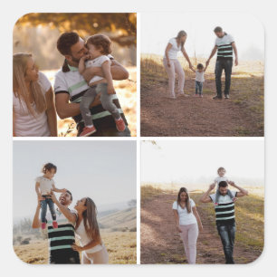Quadrado Adesivo de Colagem de 4 Fotos Personalizado
