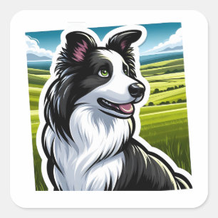 Quadrado Adesivo de Collie de Borda