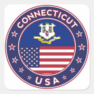 Quadrado Adesivo de Connecticut, Estados Unidos