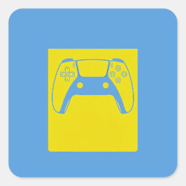 Quadrado Adesivo de Controle de Jogo Pop Art - Azul e Amare