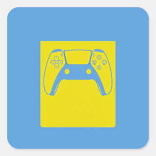 Quadrado Adesivo de Controle de Jogo Pop Art - Azul e Amare