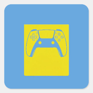 Quadrado Adesivo de Controle de Jogo Pop Art - Azul e Amare