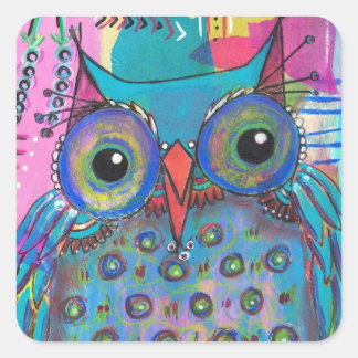 Quadrado Adesivo de coruja mista