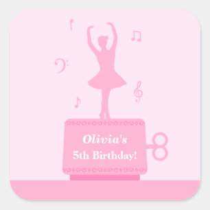 Quadrado Adesivo de Decoração de Aniversário de Menina Caix