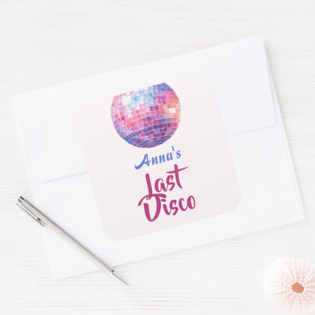 Quadrado Adesivo de Despedida de Solteira da Última Disco (Envelope)