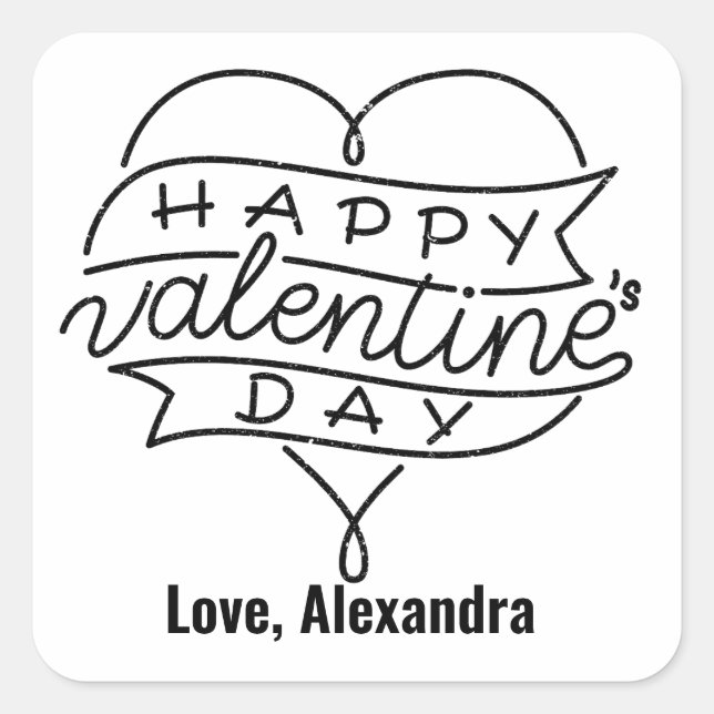 Quadrado Adesivo de dias de os namorados personalizados do  (Frente)