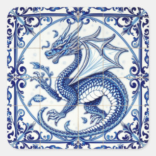 Quadrado adesivo de dragão da lua safira