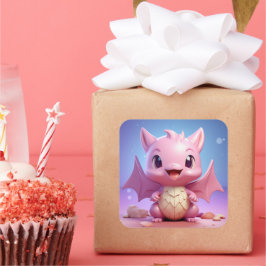 Quadrado Adesivo de dragão de bebê bonito