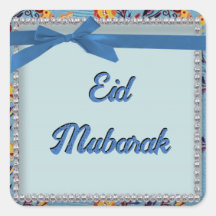 Adesivo de Eid Mubarak em azul floral no estilo de