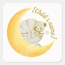 Adesivo de Envelope de Chuvinha de Bebê Lua Neutra