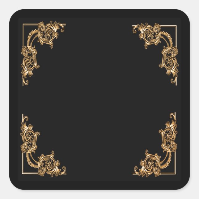 Quadrado adesivo de espiral floral do ornamentado (Frente)