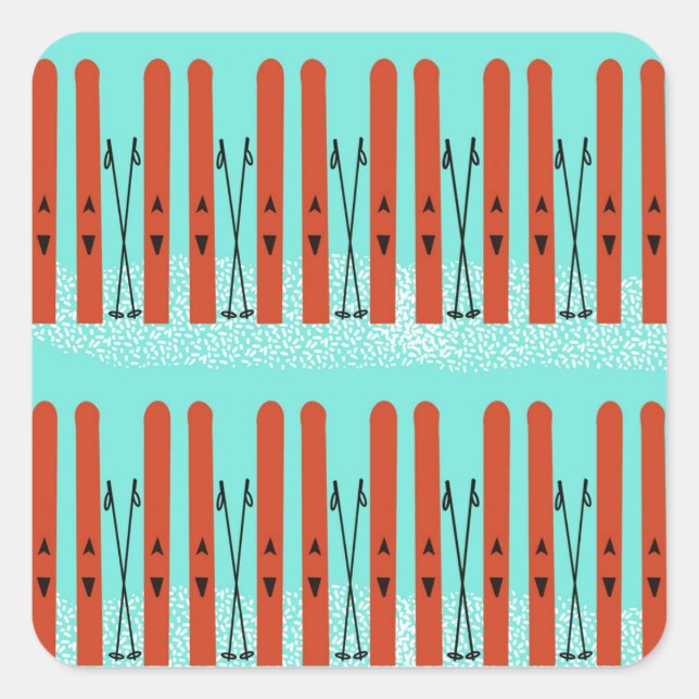 Quadrado Adesivo de esqui (Frente)