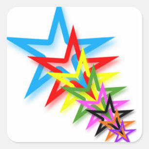 Quadrado Adesivo de estrelas de tiro no arco-íris