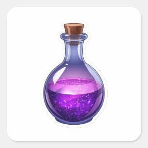 Quadrado Adesivo de Fantasia de Garrafa de Poção Roxa 3D Má
