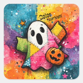 Quadrado Adesivo de Fantasma de Patchwork Colorido