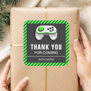 Quadrado Adesivo de Favor de Aniversário de Jogo de Vídeo M