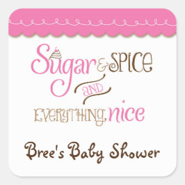 Quadrado Adesivo de Favor de Festa Açúcar e Especiarias & T