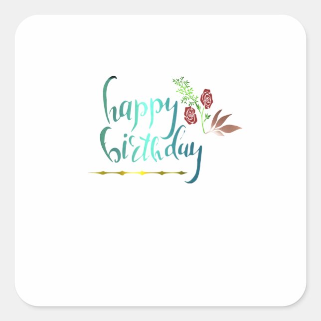 Quadrado Adesivo de Feliz Aniversário (Frente)