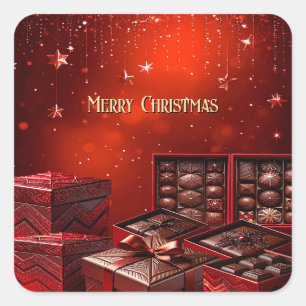 Quadrado Adesivo de Feriado de Natal de Chocolate