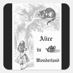 Quadrado Adesivo de Festa Temática Vintage Alice no País da