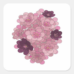Quadrado Adesivo de FLORES DE CEREJEIRA Rosa Fofa