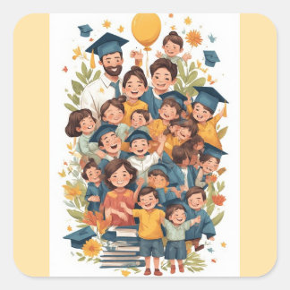 Quadrado Adesivo de Formatura Feliz