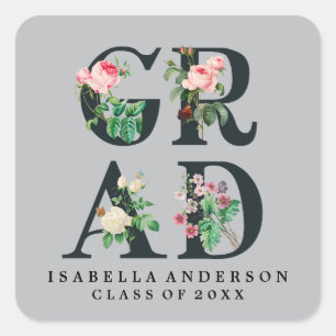 QUADRADO ADESIVO DE FORMATURA FLORAL ELEGANTE VINTAGE