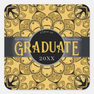 Quadrado Adesivo de Formatura Mandala Eclipse Sunflower