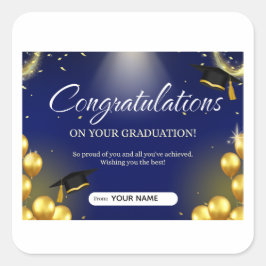 Quadrado Adesivo de formatura personalizado lindo para 2026