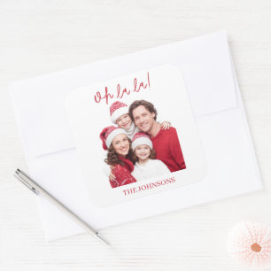 Quadrado Adesivo de Foto Personalizado da Família Oh La La