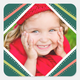 Quadrado Adesivo de fotos de feriado colorida