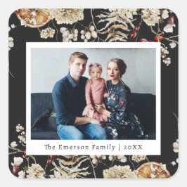 Quadrado Adesivo de fotos de feriado preto