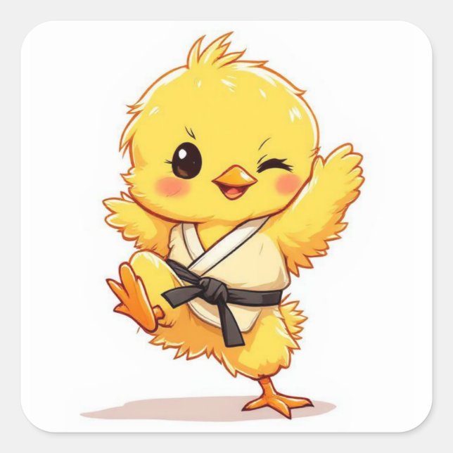 Quadrado Adesivo de Frango de Karatê  (Frente)