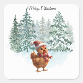 Quadrado Adesivo de Frango de Natal