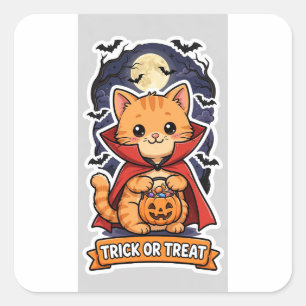 Quadrado Adesivo de Gatinho Laranja Abobrinha Vampiro — Doc