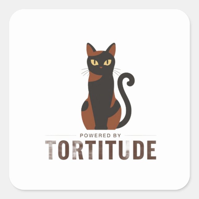 Quadrado Adesivo de Gato Engraçado com Tortitude (Frente)