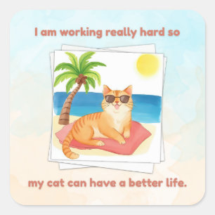 Quadrado Adesivo de Gato Vida Melhor
