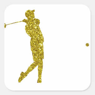 Quadrado Adesivo de Golfe Dourado