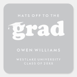 QUADRADO ADESIVO DE GRADUAÇÃO CHAPÉUS RETRÔ PARA O GRADUADO