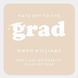 QUADRADO ADESIVO DE GRADUAÇÃO CHAPÉUS RETRÔ PARA O GRADUADO