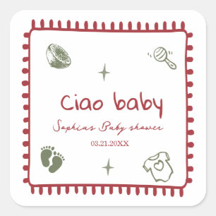 Quadrado adesivo de gravidez ciao bambino doodle baby